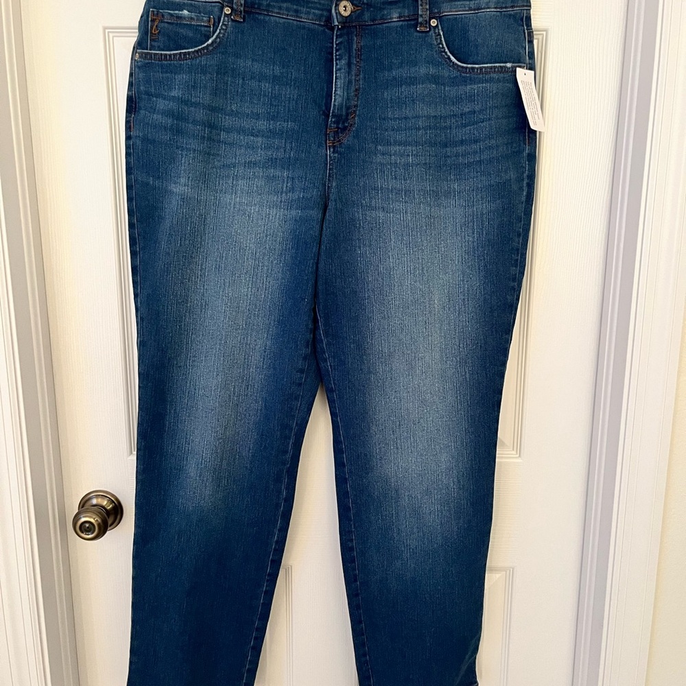 Style & Co Straight Leg High Rise Jeans Quiet Pine Wash size 18W - NWT